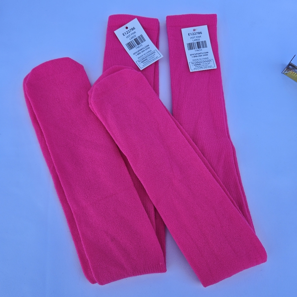 NWT Epic sports Light Weight Hot Pink Tube Socks, Size L.
